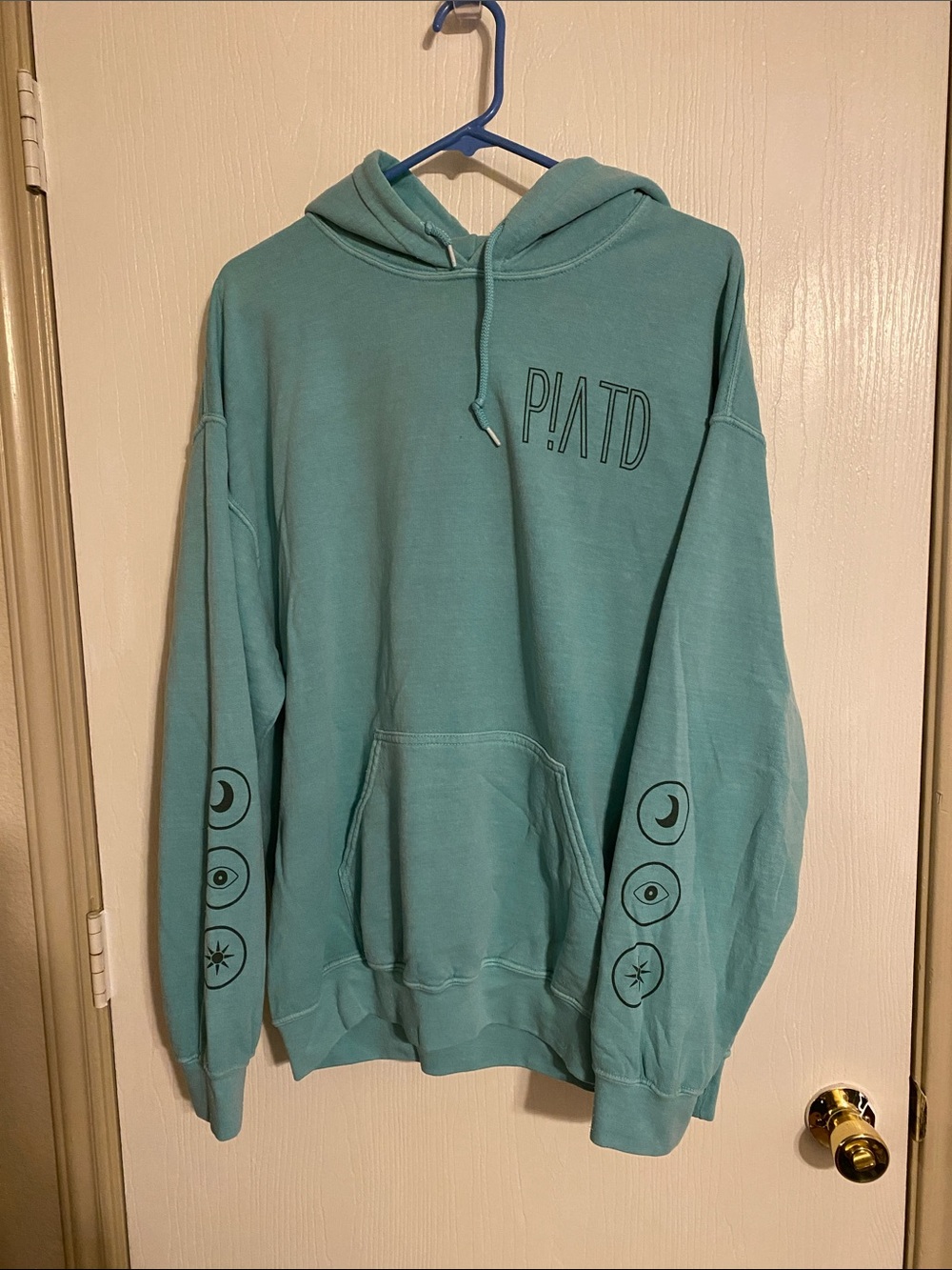 PIA/TD Women's Teal Pullover Hoodie with Sleeve Motif